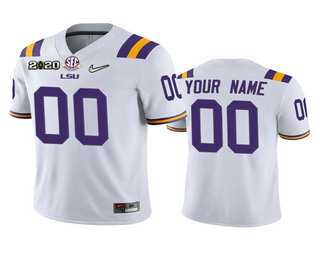 Mens LSU Tigers Customized White 2020 National Championship Game Jersey